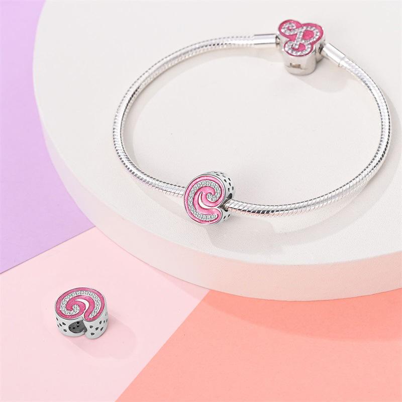 Fashion Barbie Pink Alphabet Beads DIY Bracelet Jewelry Making Kit with Charms