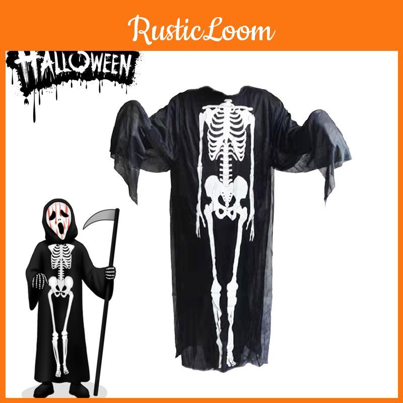Silky And Textured Halloween Skeleton Ghost Cosplay Costume Set