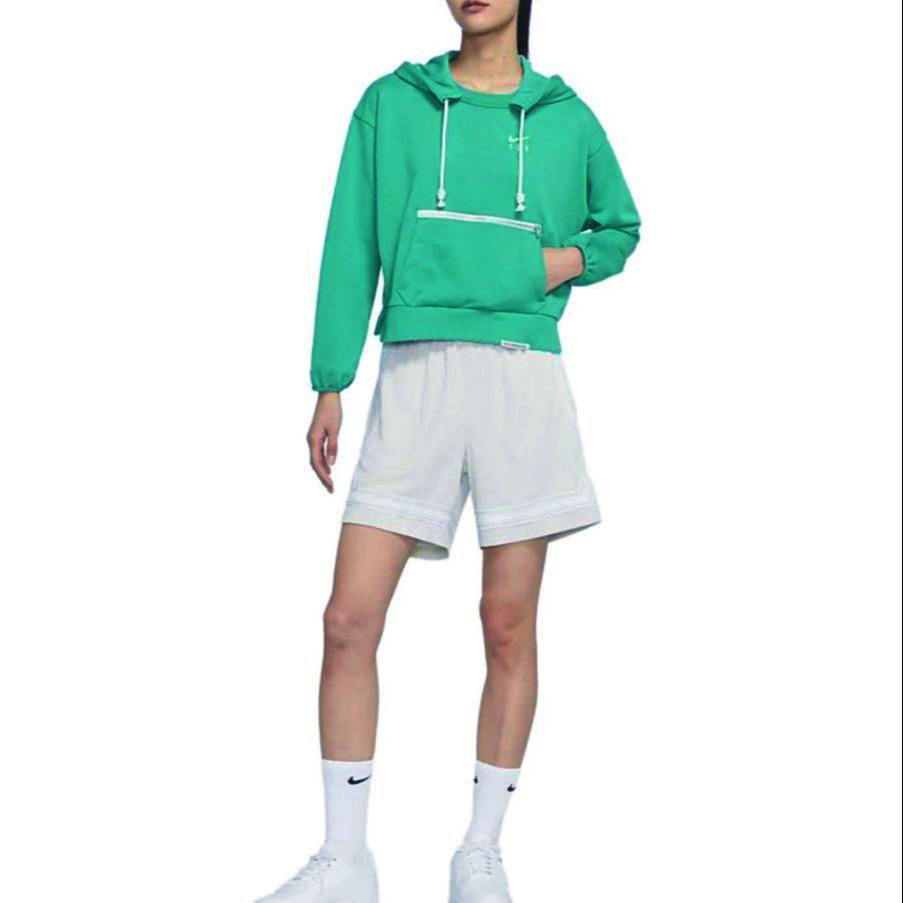 Nike Swoosh Fly Standard Issue Solid Color Hooded Zip Pocket Design Long Sleeve Sweatshirt Women Sweatshirt Green DA6484-370