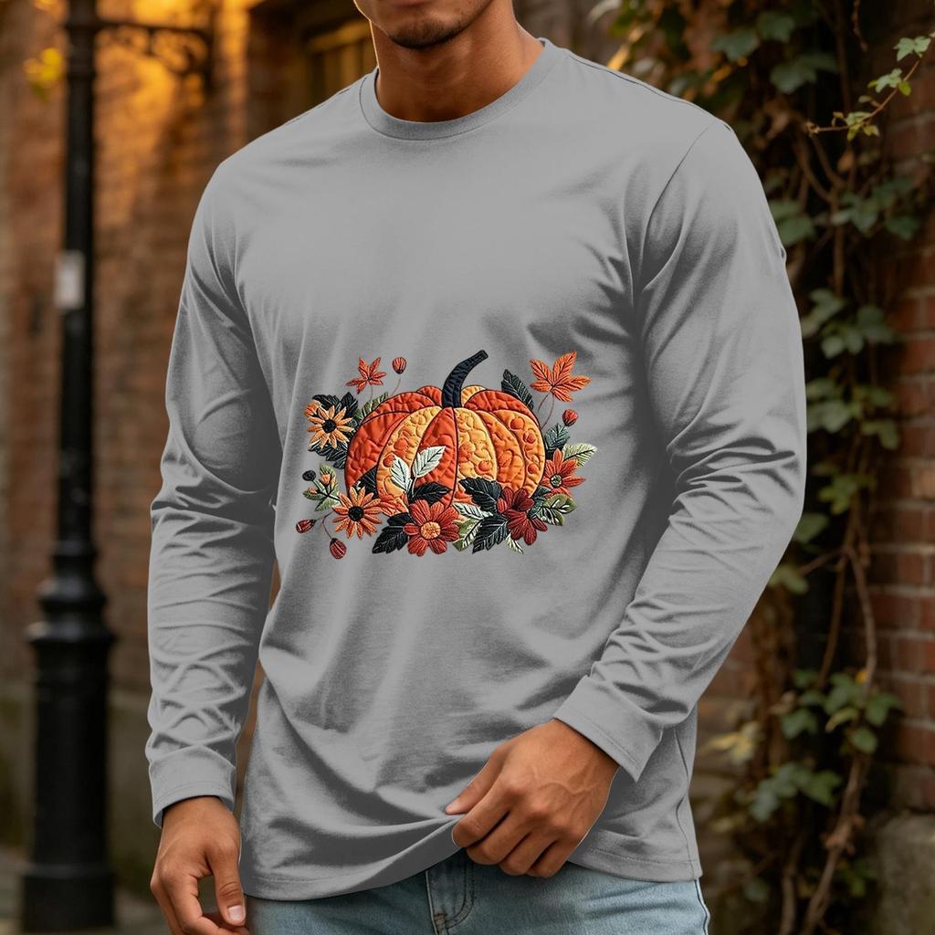 Men's Casual Long Sleeve Neck T-Shirt for Halloween