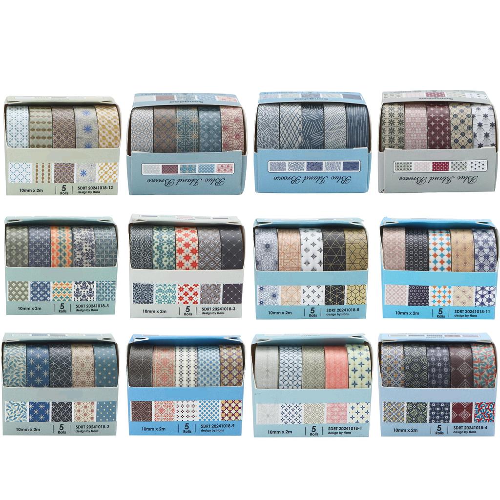 YUBX Abdeckendes Basis-Muster Washi-Tape Retro Geometrisch Dünn DIY Geschenk- und Geschenkdekorations-Tape, 60-teiliges Set, Kollektion, Eleganz, Streifen, Basteln,