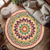 Okrągły Dywan Mandala Mata Dywanik Boho Etniczny Dekoracja Domu Antypoślizgowy Ręcznie Tkany Kolorowy Geometryczny Mata Podłogowa do Salonu