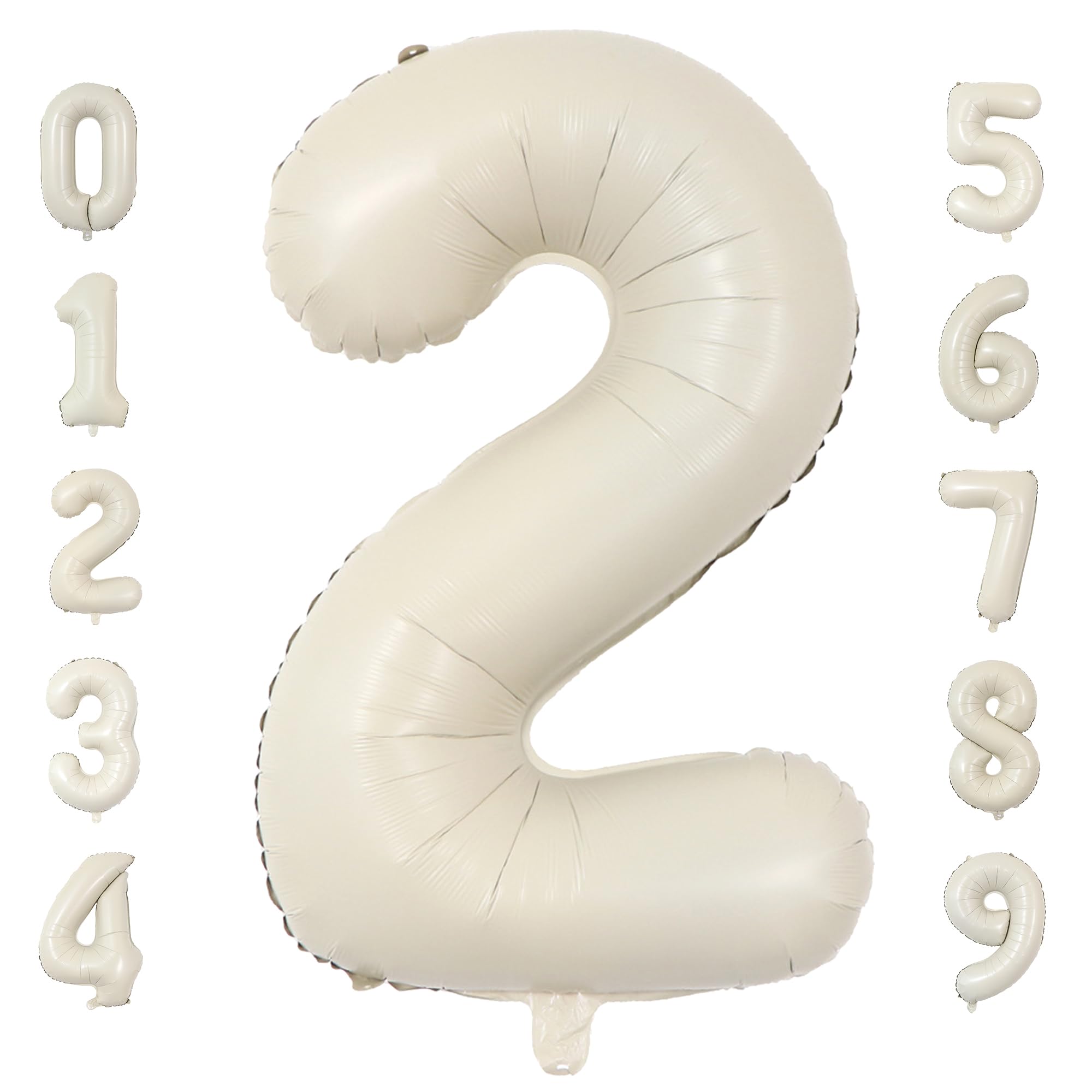 

Moelife Number Balloon Set Large 90cm Celebration Birthday Carnival Event Photography Cream Color Includes Straw