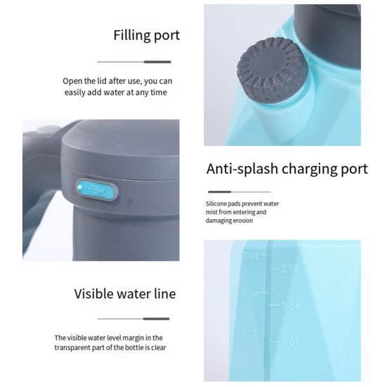 Elektrische Sprühflasche, Pflanzenzerstäuber, selbstansaugende Wasserpumpe, freihändige Bedienung, über USB wiederaufladbarer elektrischer Zerstäuber mit einstellbarer Nebeldüse