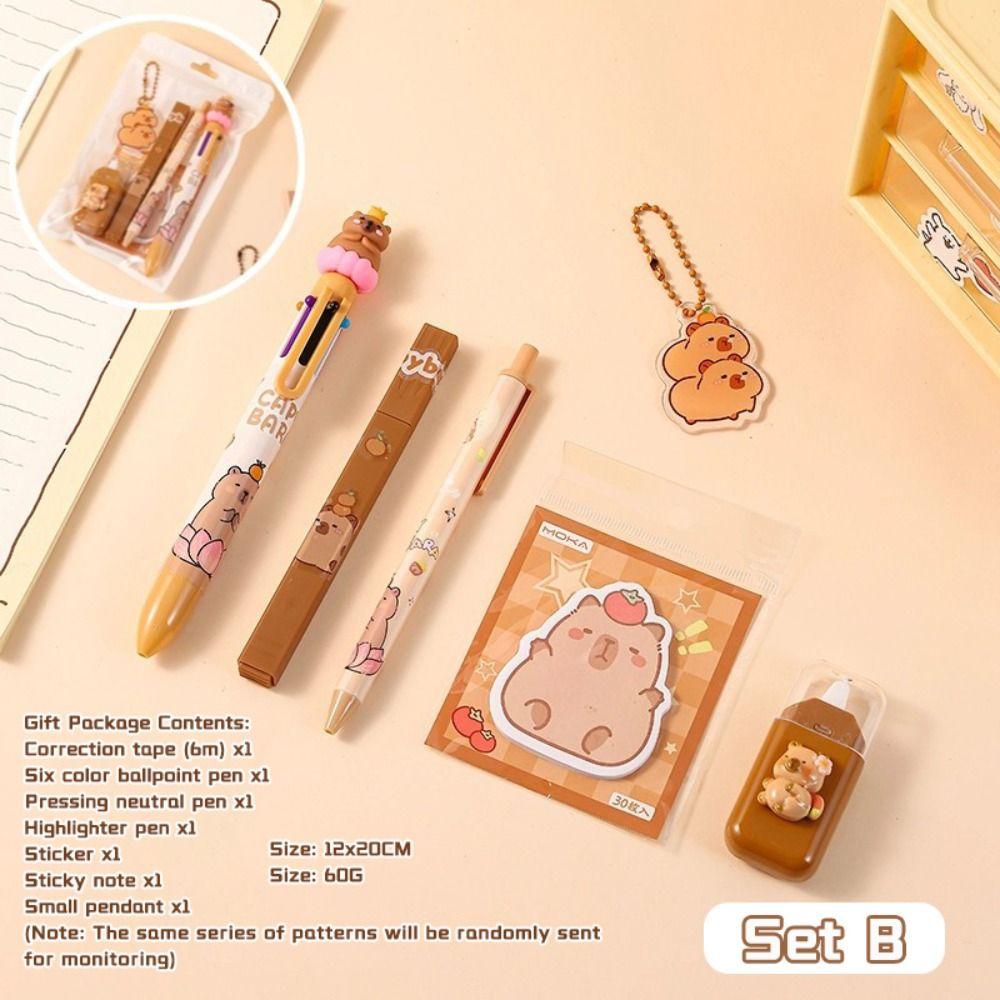 Capybara Stationery Set 7-in-1 Eraser High Quality Highlighter Back To School Gift