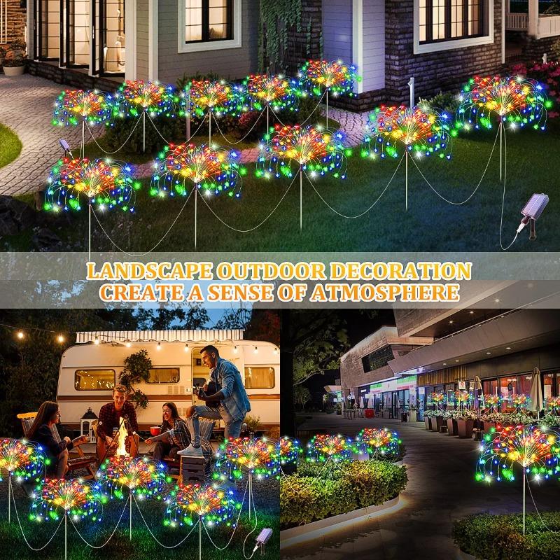 Solar Firework Fairy Lights 240-400 LED Outdoor Garden Decoration 8 Flashing Modes Lawn Pathway Lights Patio Party Wedding