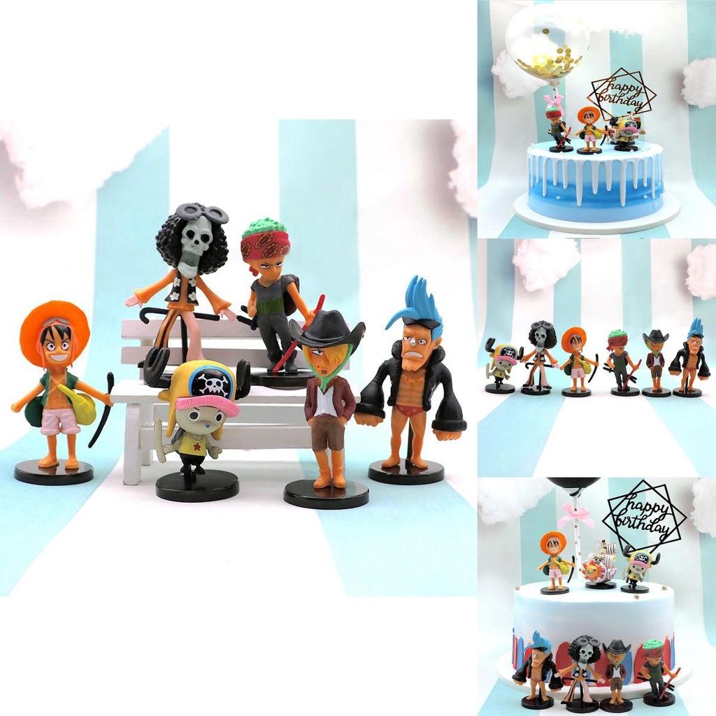 One Piece 6pcsset Figures Monkey D Luffy Zoro Chopper Miniatures Pvc Toys Gift