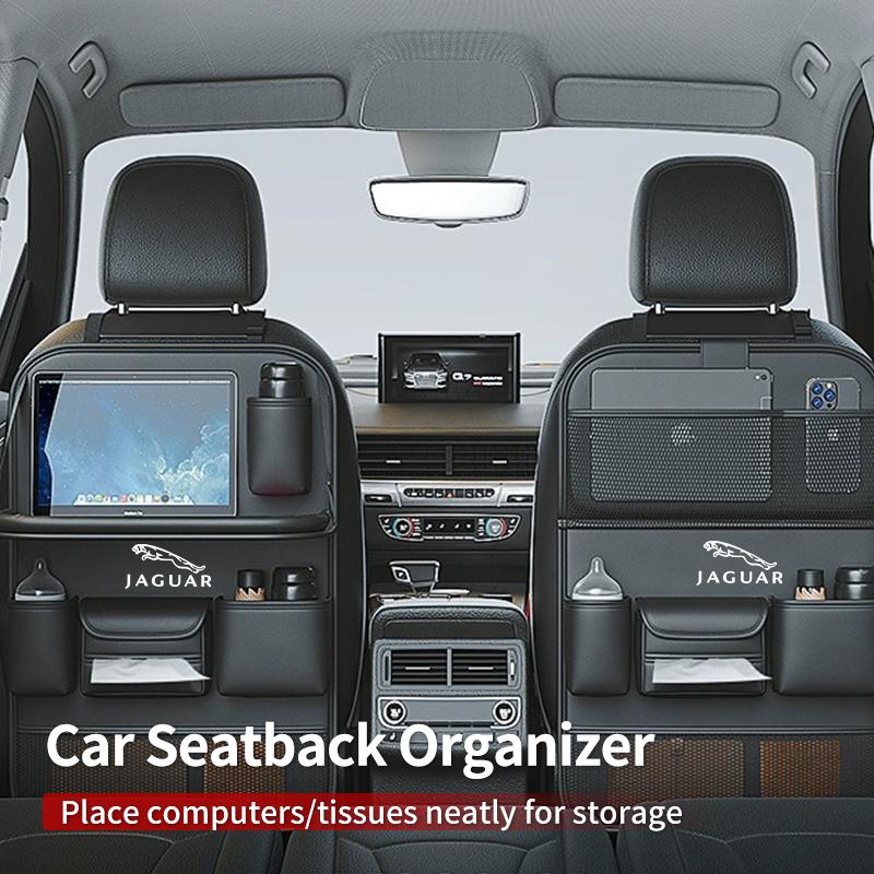 Car SeatBack Storage Bag Tissue Box Tools Organiser Anti-Kick Pad For Jaguar XF XJ XFR XKR S-Type F-Type X-Type F-Pace I-Pace E- SS3