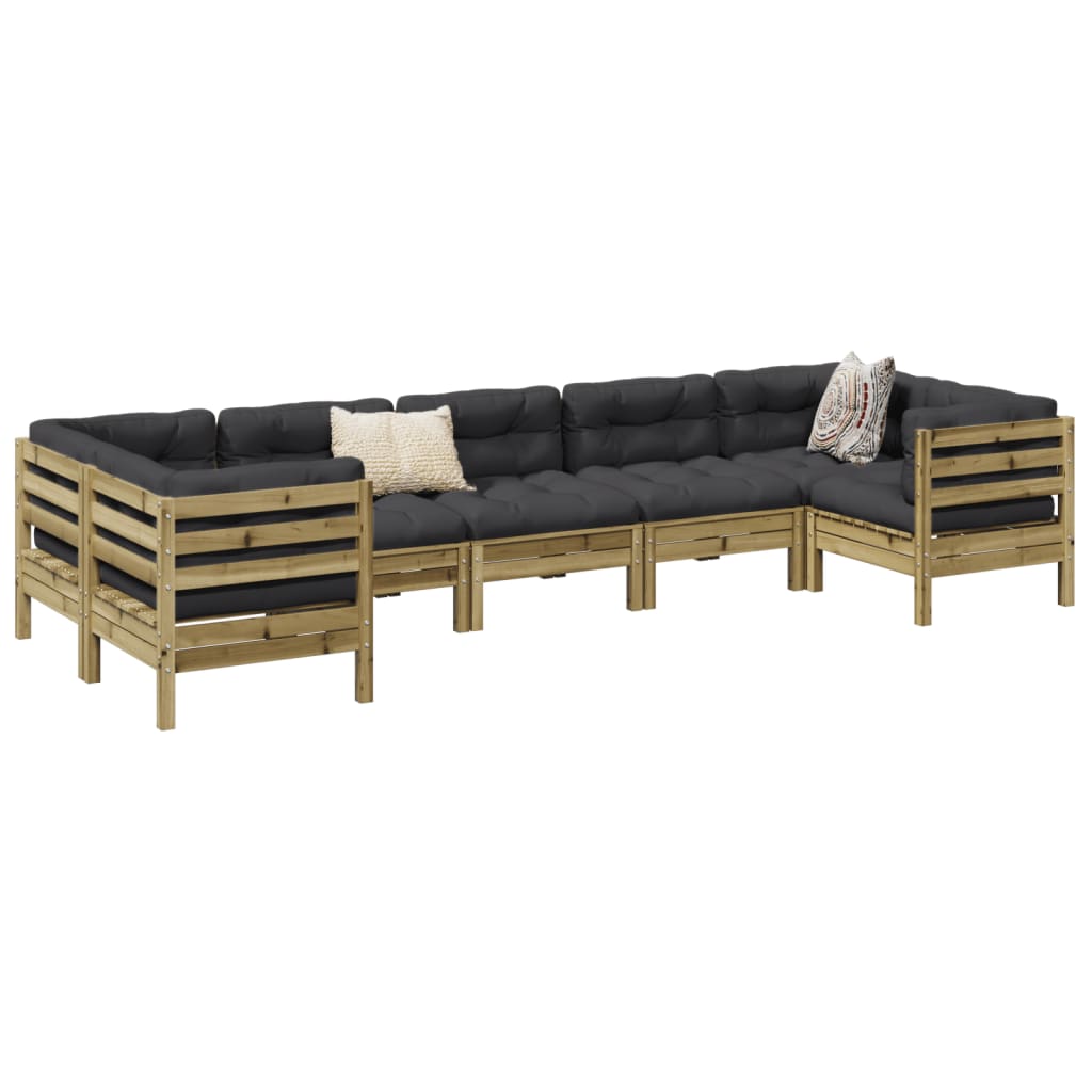 7 Piece Garden Sofa Set with Cushions Pressure Treated Pine Wood