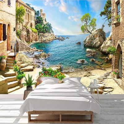 3D fotoğraf duvar kağıdı Avrupa Retro Küçük Kasaba Manzara Büyük Duvar Cafe Restaurant Bar Duvar Tablosu Resim Duvar 3D Dekor
