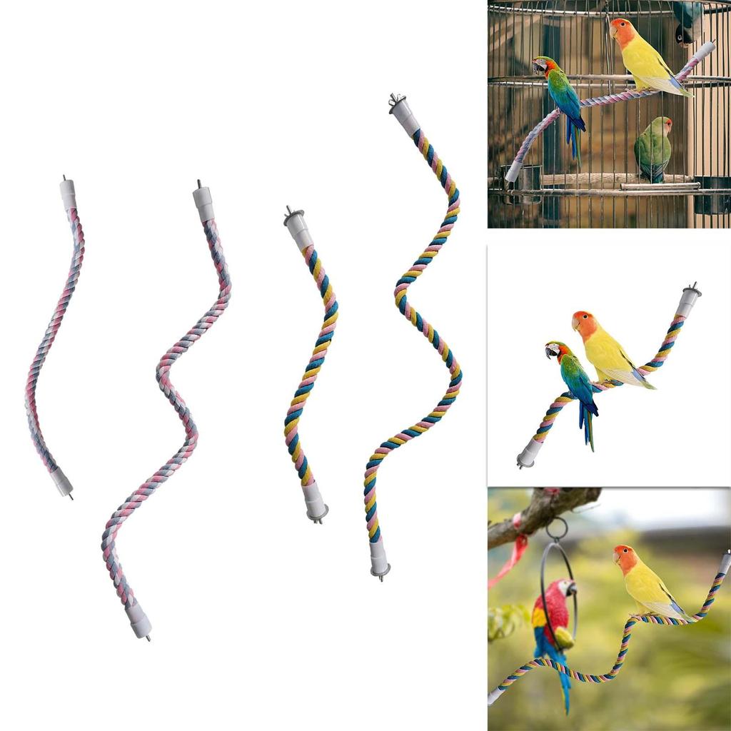 Rotate Cotton Rope Climbing Ropes Bungee Bird Toys Bird Rope Cotton Rope Bird Perch for Budgie Lovebird Cockatiel Finch Macaw