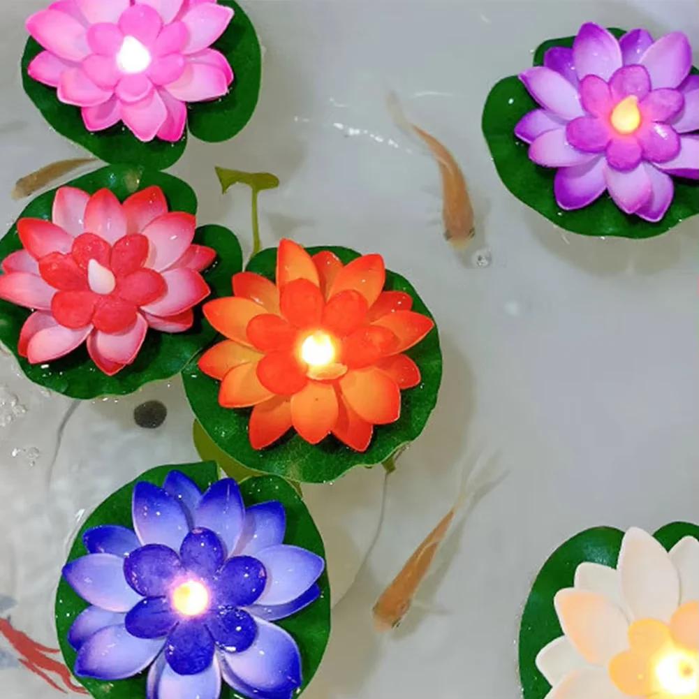 Lotus Floating Lantern Waterproof Decorative River Lantern Floating Pool Light Battery Operated Blessing Water Lily Candle Light