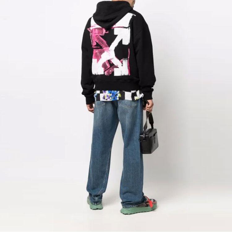 OFF WHITE Acrylic Arrow Logo Print Hooded Sweatshirt OMBB037F21FLE0151032