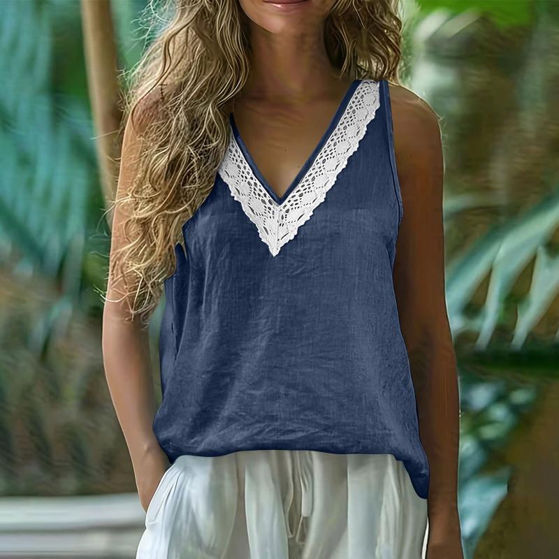 DICFY Women's Fashion Casual V-Neck Sleeveless Blouses & Shirts