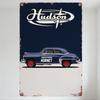 Vintage Hudson Hornet Car Metal Tin Sign with Rusty Border, Retro American Automotive Design for Home Bar Man Cave Decor