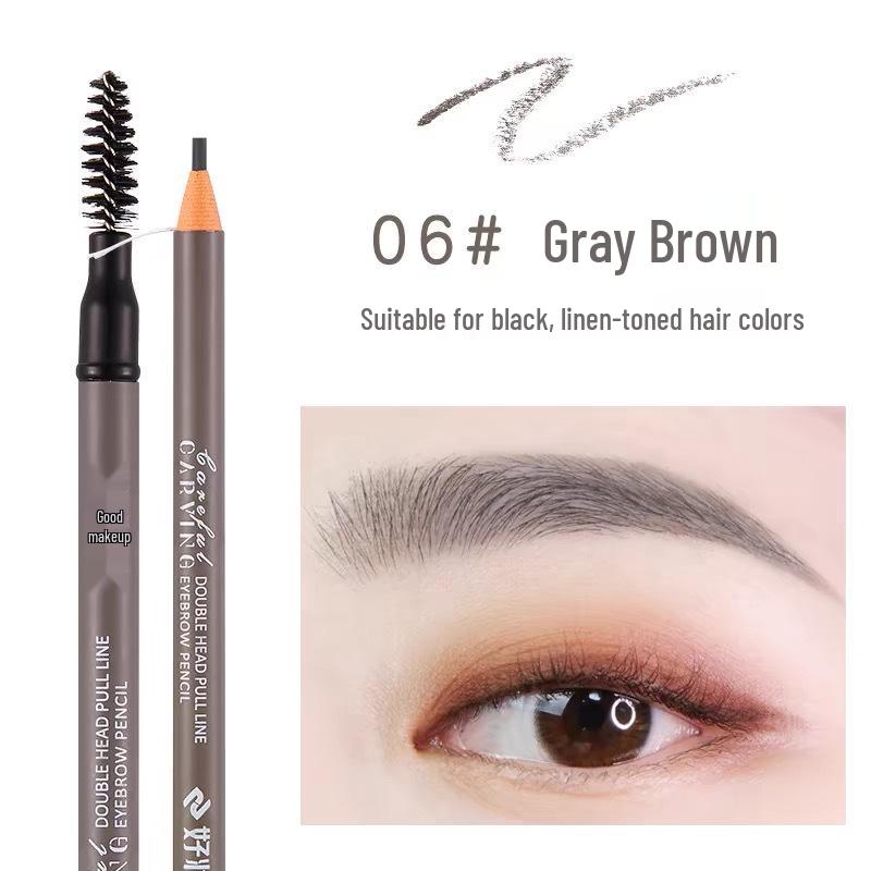 Haozhuang Dual End Eyebrow Pencil: Ultra-Fine, Waterproof, Smudge-Proof, Long-lasting for Natural Brows.