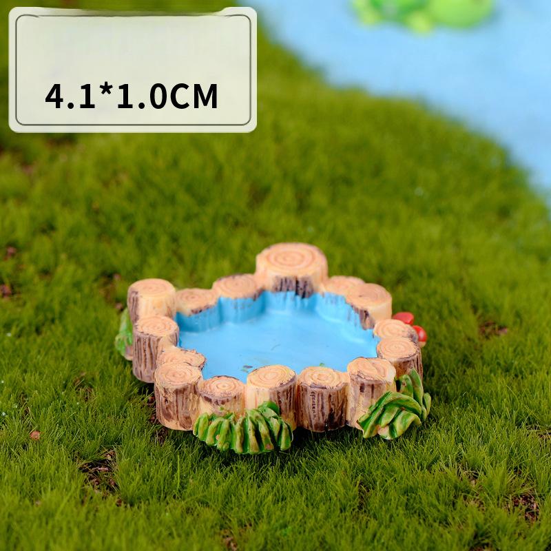 Micro-landscape Retro and Antique Resin Scene Ornaments West Lake Lighthouse Water Well Pool Small Bridge, Flowing Water, Grassland