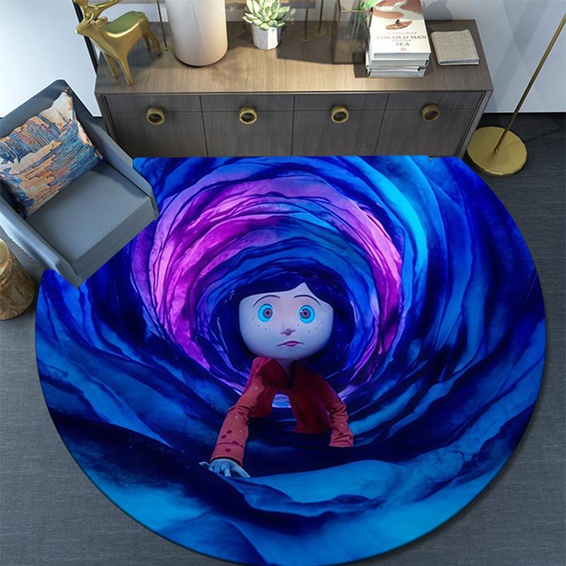 Coraline Round Area Rug,Carpet Rug for Living Room Bedroom Sofa Playroom Decor,Non-slip Floor Mat