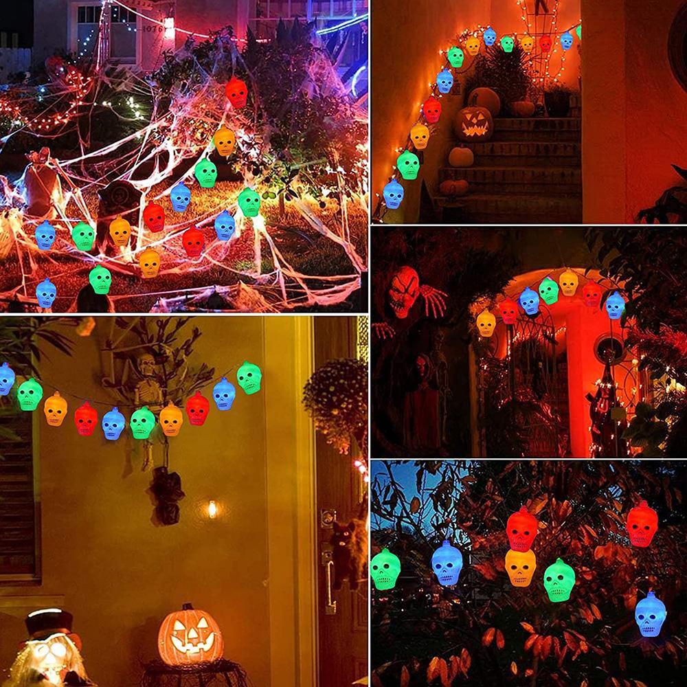 LED-Kürbis-Lichter, Halloween-Party-Dekoration, Totenkopf-Lichterkette, Bar-Fernbedienung