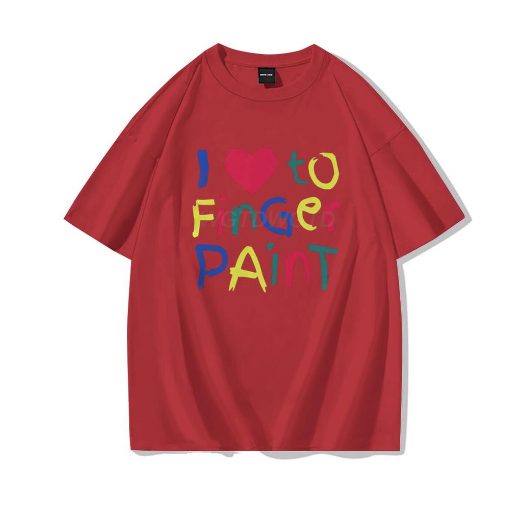 Valentinstag Partner Outfits Ich liebe es, mit den Fingern zu malen Ich bin Farbe T-Shirt Niedliches Herz Bunter Buchstaben Design Partner Shirt