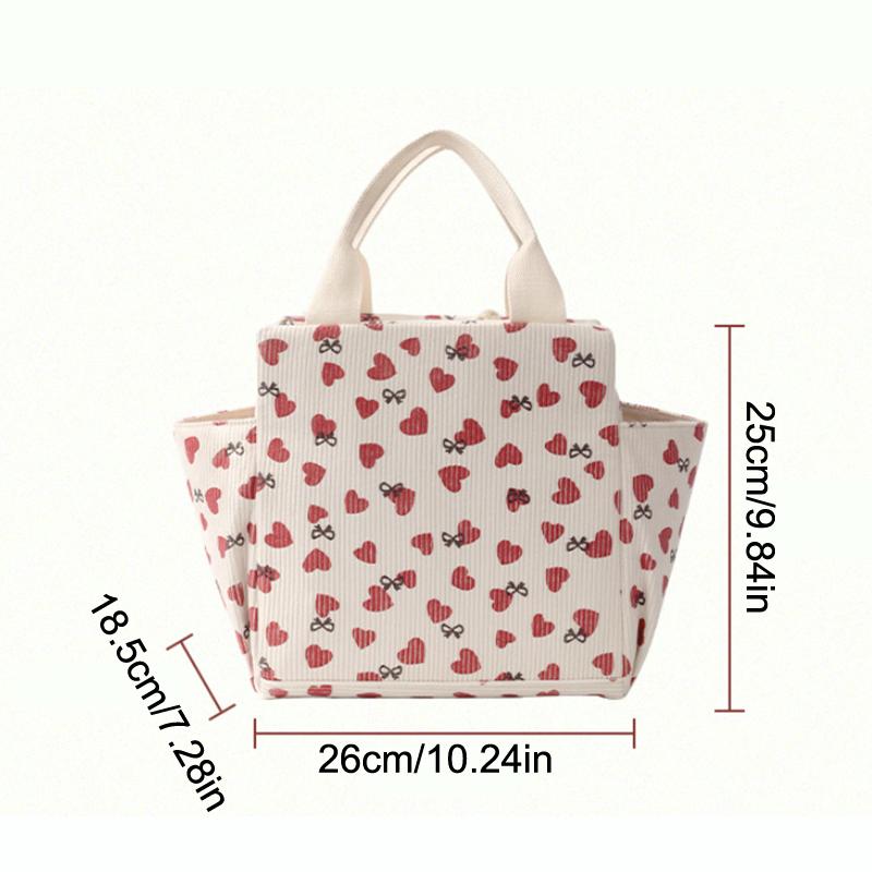 Corduroy Lunch Bag Thermal Insulation Lunch Box Storage Handbag Multifunctional Kids School Lunch Bag Picnic Food Pouch