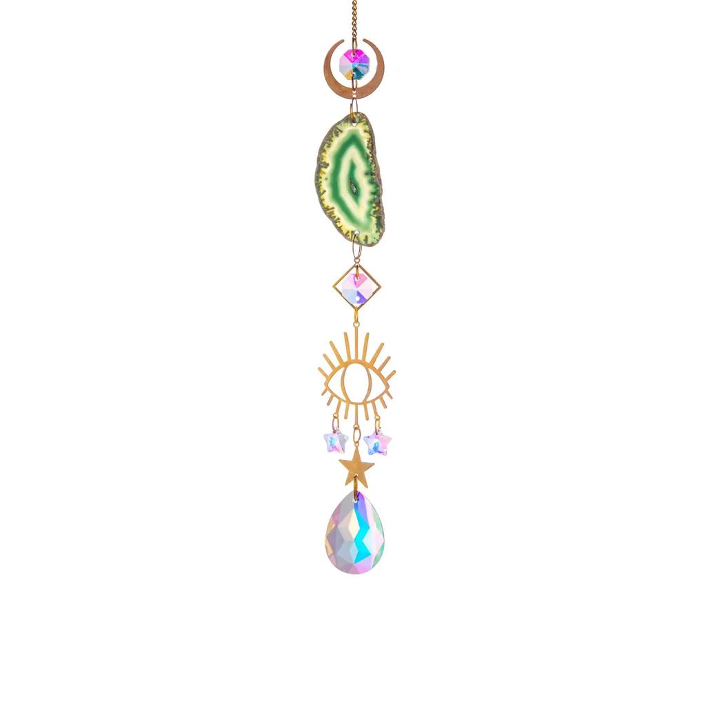 Natural Stones Agate Sun Catcher Agate Sun Catcher for Rainbow Maker Hanging Crystal Witch Suncatcher Windchime Wall Decor