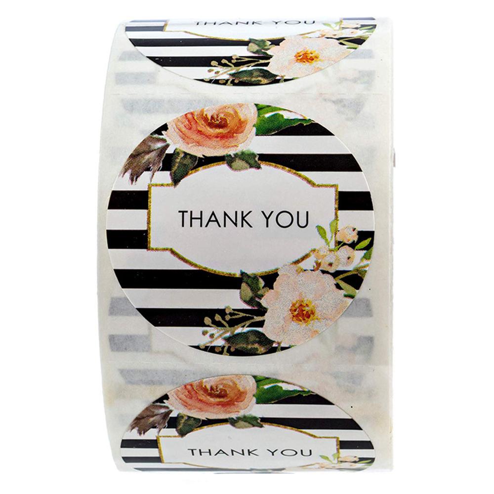 500pcs Thank You Stickers Green Flowers Thank You Labels for Birthday, Weddings, Giveaways, and Small Business Shipping Stickers