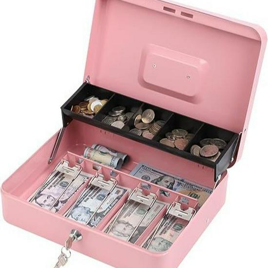 Extra Large Handheld Money Safe with Lockable Iron Box
