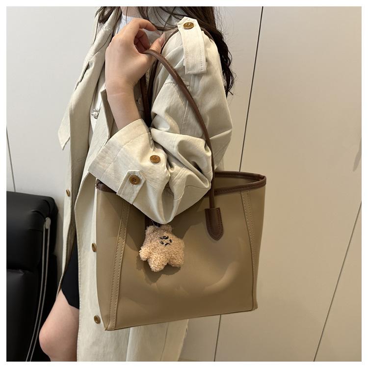 Simple Style Faux Leather Large Capacity Tote Bag for Women Fashionable Work Shoulder Handbag CLE