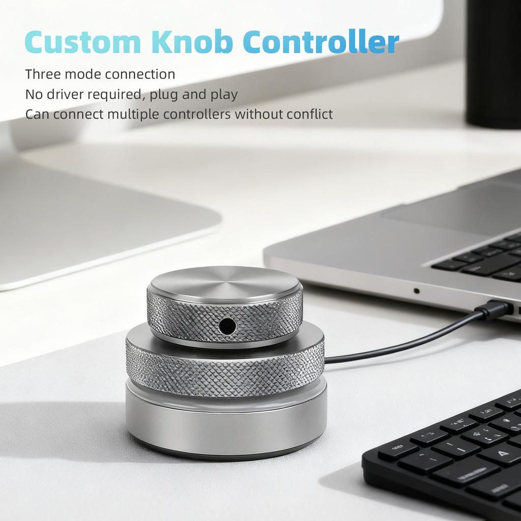 Lautstärkeregler 2,4G Bluetooth USB C Kabelgebundener Multimedia-Controller-Regler mit RGB-Licht für Telefon Tablet PC