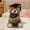 Adorable Dr Little Bear Plush Toys Delicate Handmade Holding Flower Little Bear Doll Cute Graduation Party Decor Nice Gift