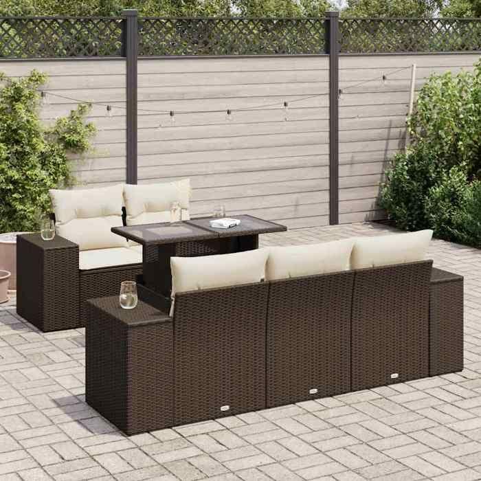 VidaXL Garden Lounge Set with Cushions 6 Pcs Brown Braided Resin 3326734