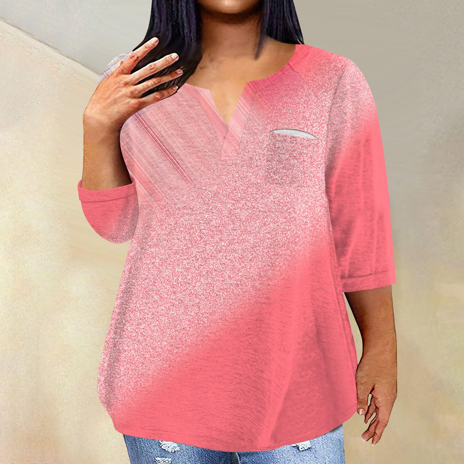 

Жіночий модний повсякденний пуловер з принтом і V-подібним вирізом з рукавом три чверті та рукавом 4/3 XXXL