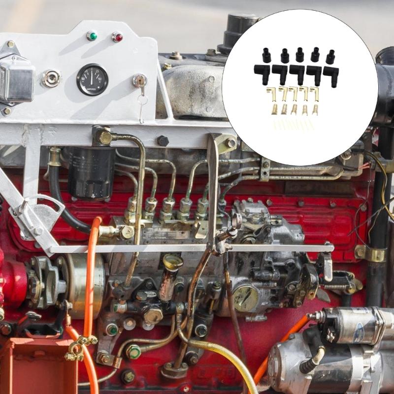 Upgrades High Electric Ignition Coil Boots Spark Plugs Terminal Kit with 90 Degree Rubber Connector for 6 to 10mm Cables