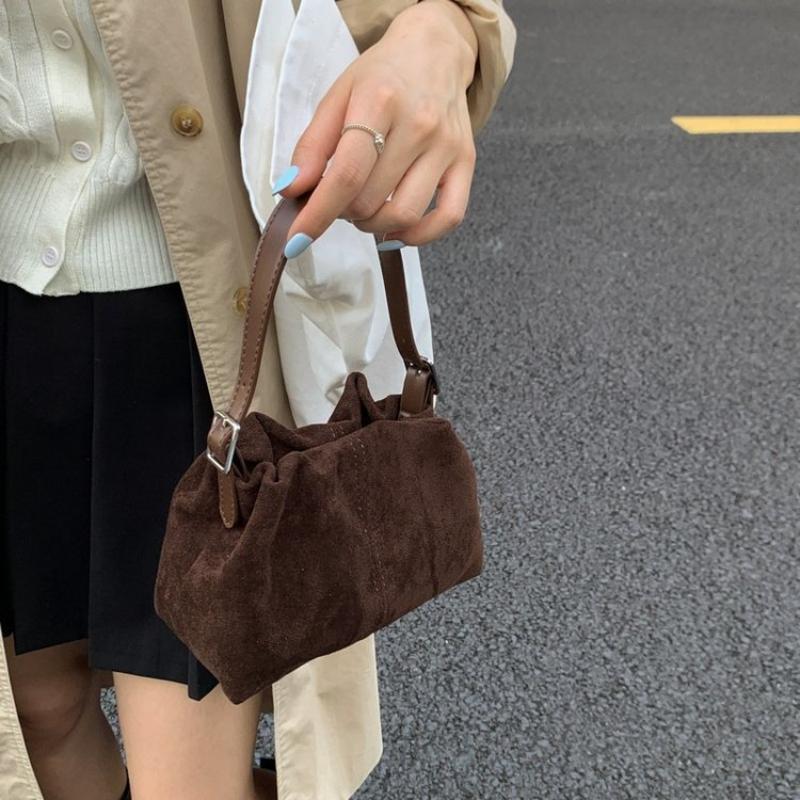 Borsa a Mano da Donna in Pelle Scamosciata Retrò Borsa Tote Piccola Pigra Elegante Pieghettata Borsa a Nuvola da Donna Borsa a Tracolla