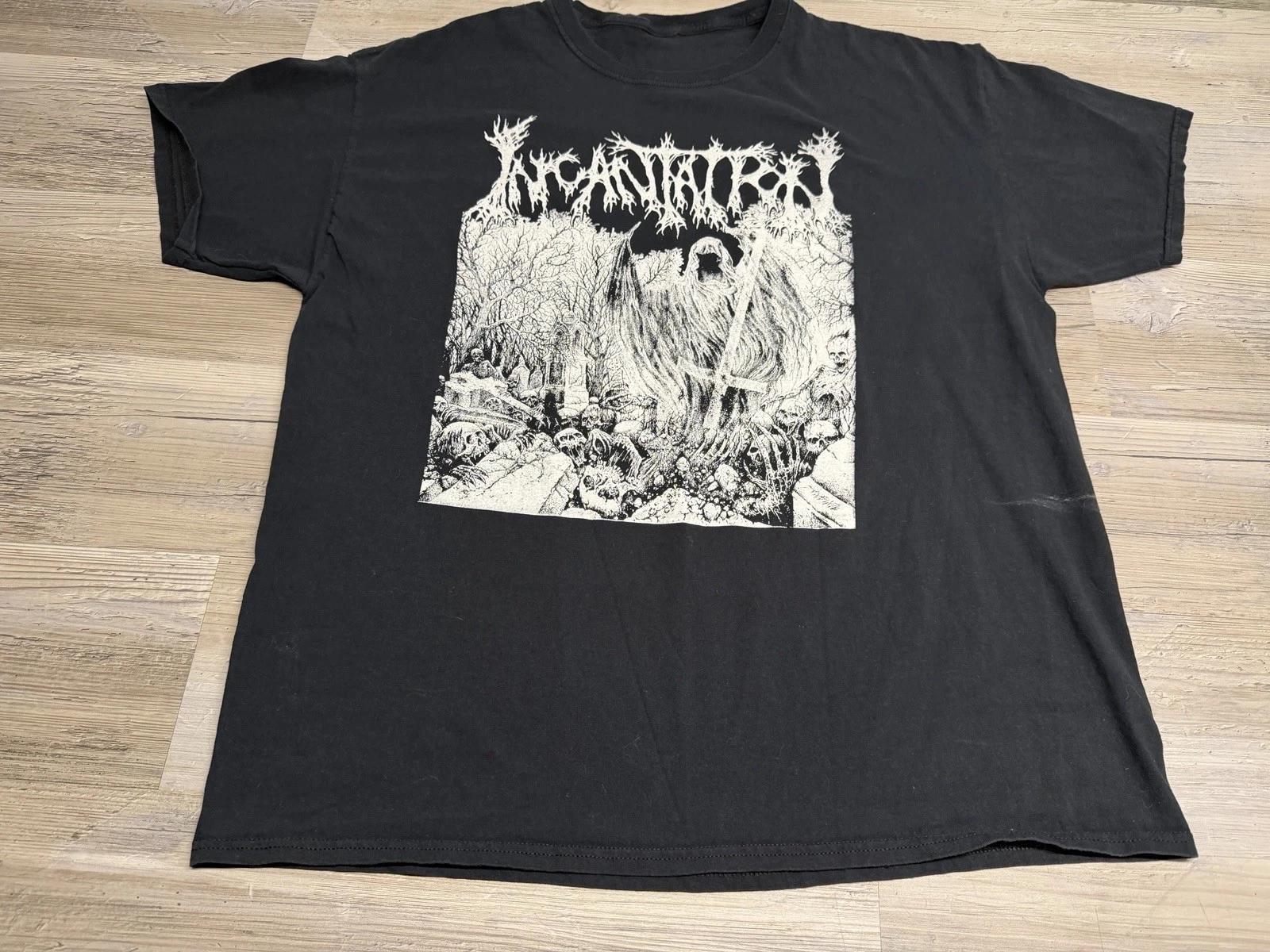 Incantation Death Metal Band T-Shirt Skulls Black Goth Hard Rock Concert Tee XL 2XL