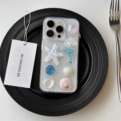 Handyhülle aus Perlmutterschale für IPhone17 Seestern für Apple 16promax Delphin 14 Liebe Transparent 13 Frauen
