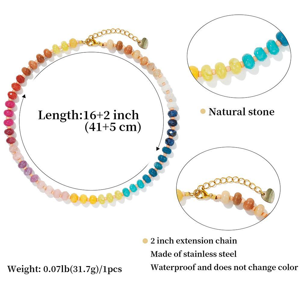 Bohemian Rainbow Natural Stone Beaded Necklace