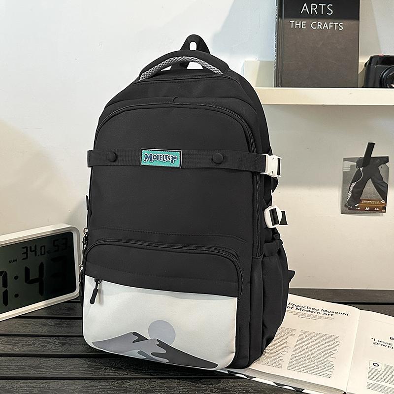 Student Schoolbag Women's Large Capacity Printed Colorblock Travel Backpack Men's Backpack