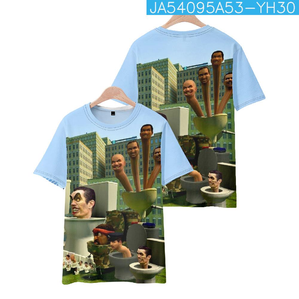 Módní dámská/pánská ležérní hra Skibidi toaletní trička s krátkým rukávem