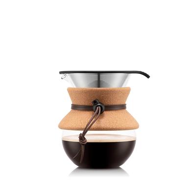 BODUM POUR OVER Stainless Steel Mesh Filter Drip Coffee Maker 500ml with Cork Cover [Genuine Product] 11592-109
