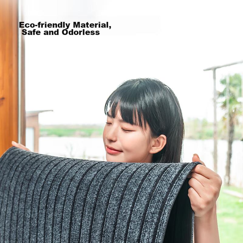 JD Original Striped Flocked Entrance Mat, Home Use Cuttable Dust-Removing Non-Slip Absorbent Doormat, Gray 40*60cm