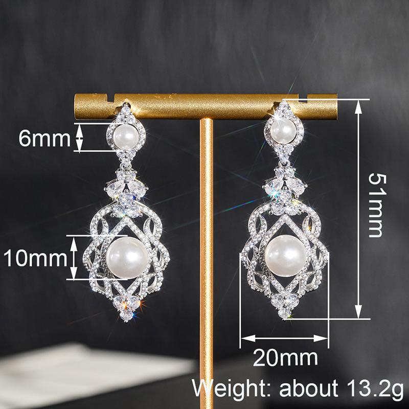 Xiaomi Huitan Royal Sparkling Cubic Zirconia Drop Earrings for Women Gentle Wedding Engagement Bridal Aesthetic Imitation Pearl Jewelry