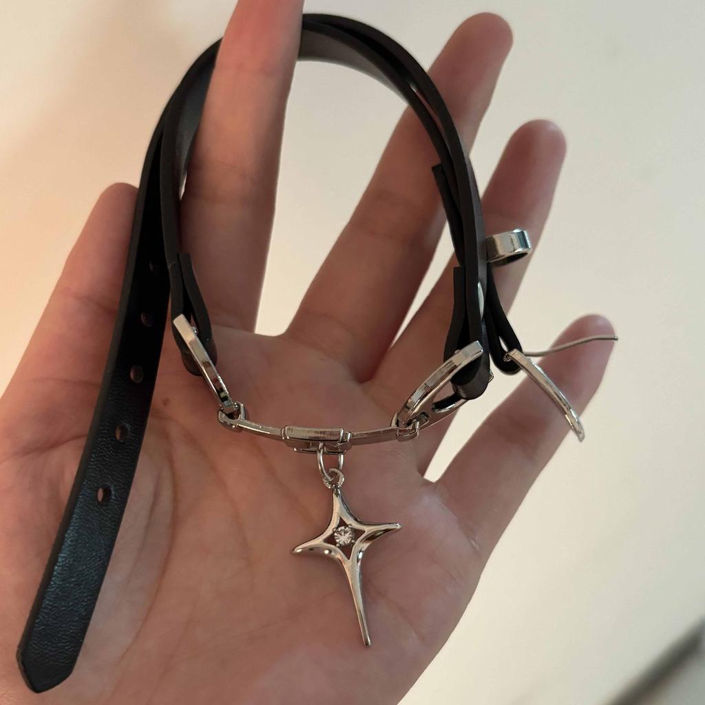 2026 New Punk Dark PU Leather Cross Chocker Neck Strap Daily Clavicle Chain Collar Female