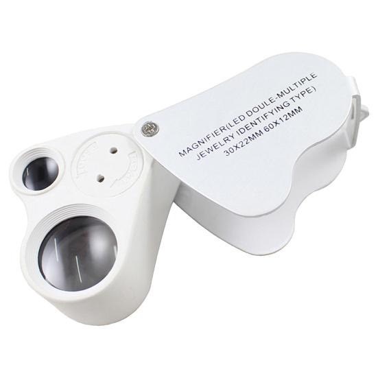 

Міні-лупа Подвійна лінза 30X 60X Ювелірна лінза Лупа Збільшувальне скло зі світлодіодним світлом Ідентифікація ремесел