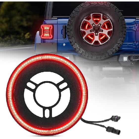 SUPAREE Spare Tire Brake Light Fit For Jeep Wrangler 2007-2017 JK JKU YJ TJ, Plug And Play 4Th Third Brake Light Rear LED Ring Wheel Light, Red