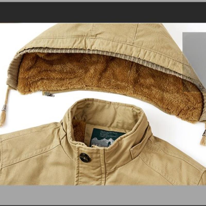 Men's High-end Cotton-padded Jacket Men's Winter Cold-proof Padded Jacket Plus Velvet Thickened Tooling Jacket Mid-length Cotton-padded Jacket