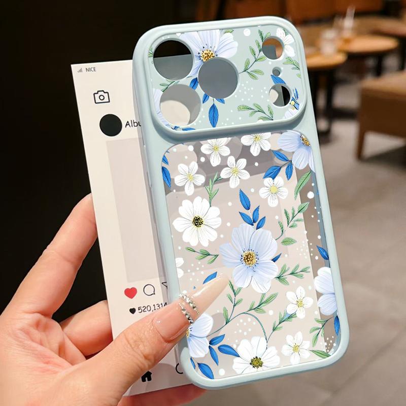 White Flowers Print Case For iPhone 17 Pro Max For iPhone 16 15 14 13 Pro Max Luxury Hybrid TPU+PC Clear Back Hard Cover