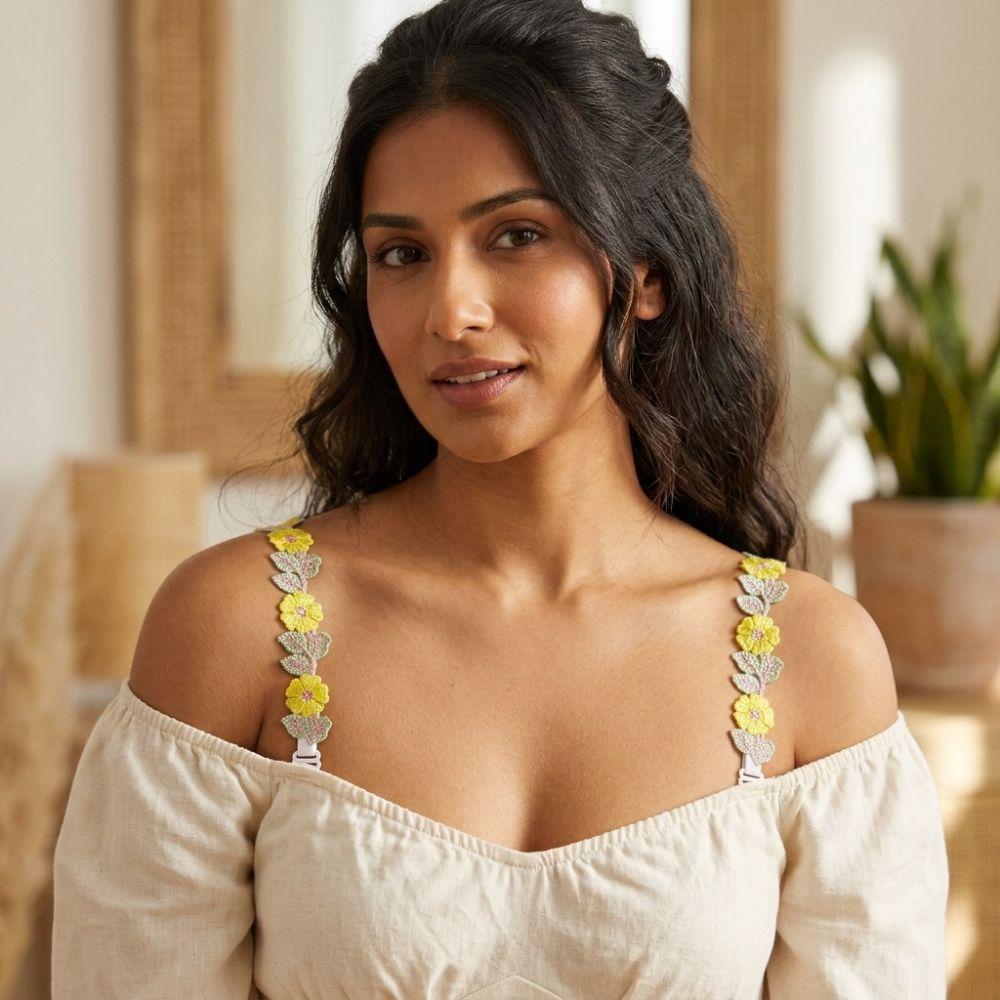 Adjustable Lace Lingerie Strap Embroidered Flowers Lace Shoulder Strap  Wedding Party Dress