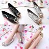 Elegant Rhinestone Soft Leather Women's Flats Shoes For Effortless Casual Style